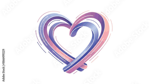 Abstract Heart Shape illustration with Purple and Pink Swirls on a White Background - Symbol of Love and Connection
