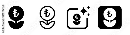 Turkish lira icon on plant representing financial growth, investment, and economic prosperity