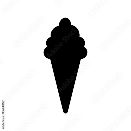 Simple black ice cream cone silhouette vector image for design projects