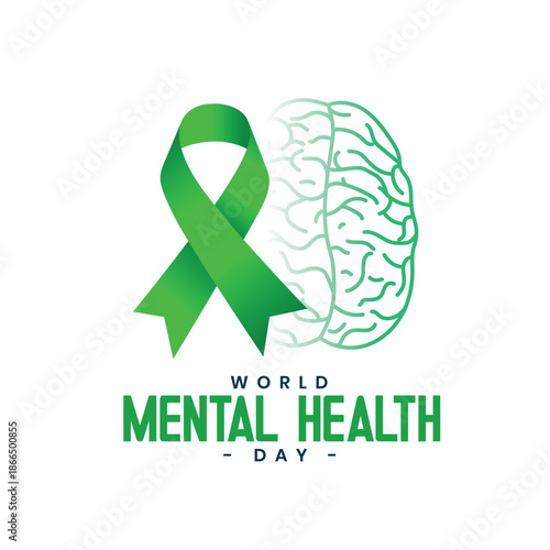 10th october world mental health day poster with human brain design