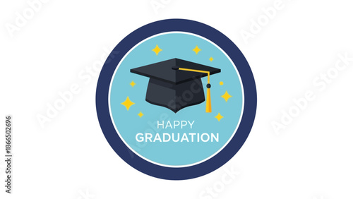 Happy Graduation Badge Illustration A Celebration of Academic Achievement & Success