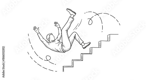 Man Falling Down Stairs Accidentally.