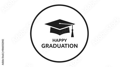 Happy Graduation Icon Celebrate Academic Achievement and Milestones with a Classic Design