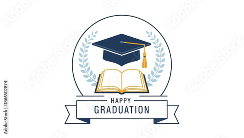 Happy Graduation Celebrate Academic Achievements with a Stylish Emblem & Festive Wishes