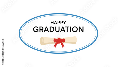 Happy Graduation Illustration Celebrate Academic Achievement with a Scroll and Festive Design