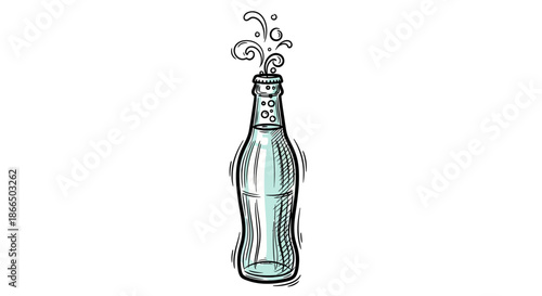Illustration of Fizzy Drink in Bottle.