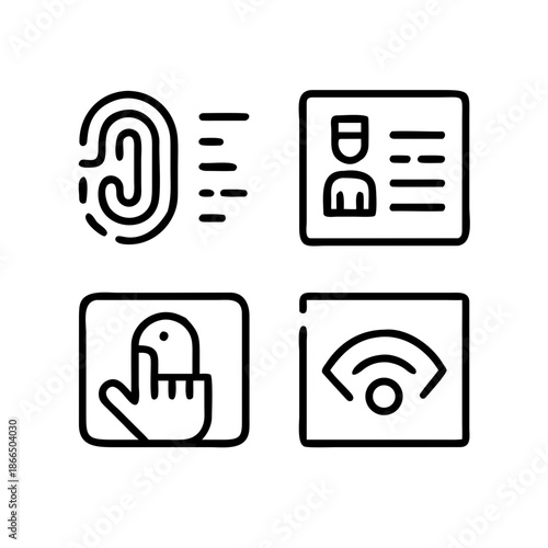 Icons representing identity verification and access control methods