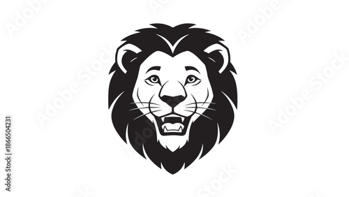 Monochrome Lion Head Logo with Majestic Mane for Branding and Identity.