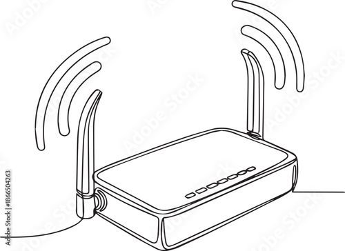 Modern wireless router with signal waves for internet connectivity