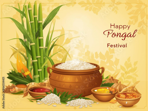 Indian Harvest Festival Pongal Greeting Background
