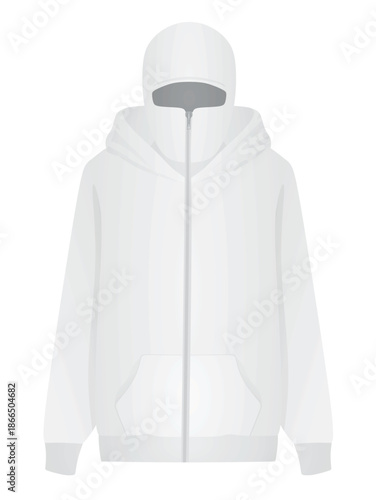 White male hoodie with balaclava. vector illustration