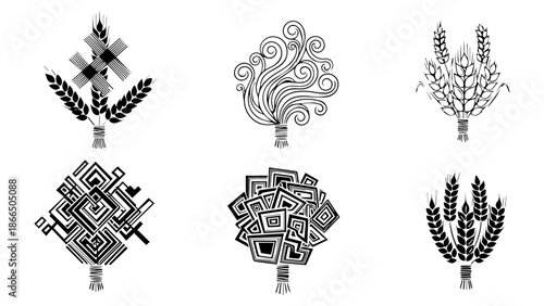 Collection of symbolic artwork designs isolated on white background, Vector