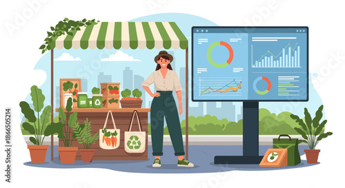 EcoFriendly Business Presentation with Sustainable Products and Data Analysis.