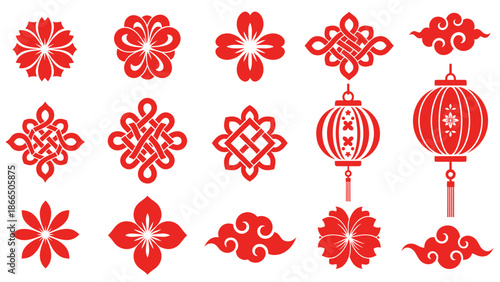 Traditional Chinese Lanterns and Floral Patterns
