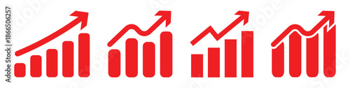 Stock market trend up and down arrows, financial graphs, and business investment growth and loss arrow, graph going up and down symbol with green and red arrows, vector illustration