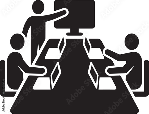 Business people silhouettes with man in wheelchair using laptop