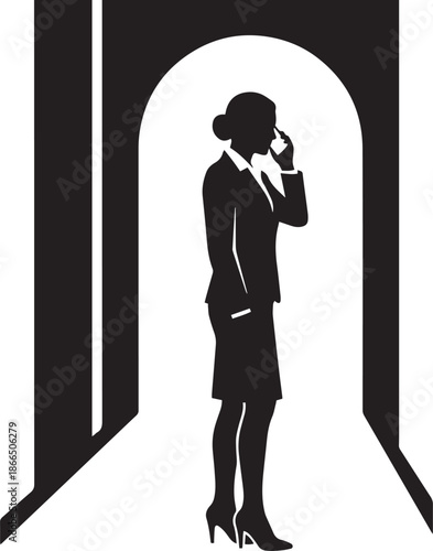 Silhouette of a man and woman businessman standing vector illustration