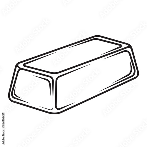 Illustration of a gold bar bullion with angled perspective and bold outline.
