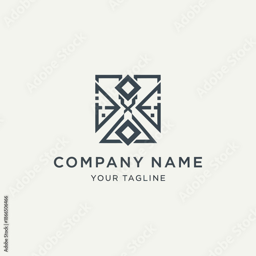 Geometric Logo Design Template with Company Name.