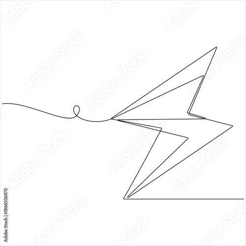 Continuous line drawing of lightning bolt modern power symbol vector