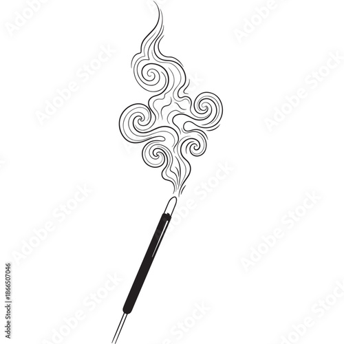Stylized illustration of a magic wand releasing swirling smoky curls.