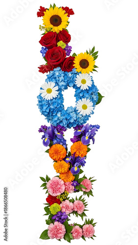 The word LOVE spelled out with vibrant fresh flowers perfect for greeting cards wedding invitations and romantic celebrations