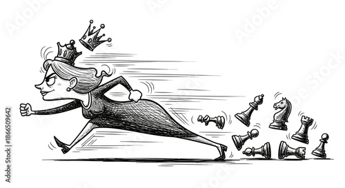 Man Running with Chess Pieces on Back.