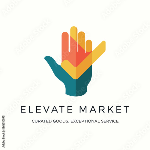 Elevate Market Logo Hand Gesture Symbol.