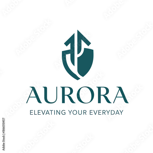 Aurora Logo Design with Shield Emblem.