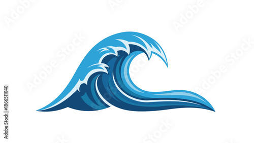 Blue Abstract Wave Symbol with Water Swirls and Spirals for Decoration and Design