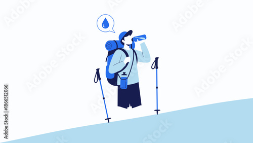 Hiker Taking A Hydration Break During A Challenging Mountain Adventure
