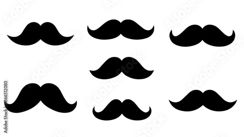 Collection of mustache styles isolated on white background, Vector