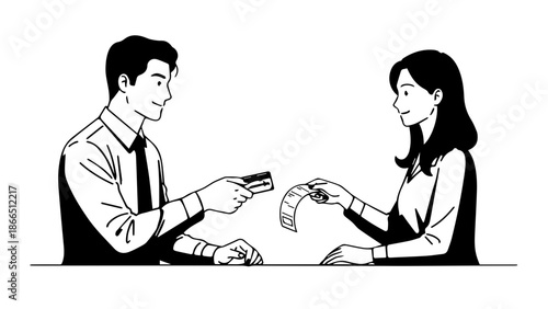 Man offering handshake to woman isolated on white background, Vector