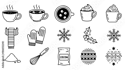 Winter warmth essentials isolated on white background, Vector