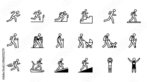 Illustrations of various sports activities isolated on white background, Vector