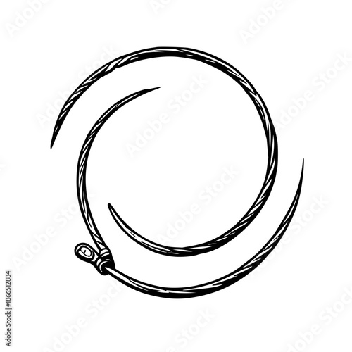 Smart skipping rope with digital counter, minimalist black line art illustration, isolated on stark white background, clean vector design