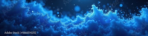 Swirling blue particles form ethereal wings, futuristic ray bursts , stream, design