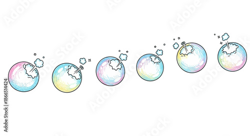 Colorful Soap Bubbles with Iridescent Sheen.
