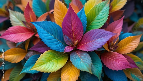 Vibrant multicolored leaves forming a natural pattern perfect for backgrounds nature concepts and creative design elements