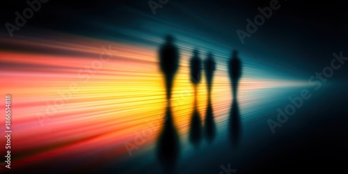 Blurry colorful human figures representing diversity and inclusivity moving forward