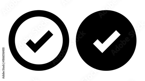 Tick and verified account badge icon. Checklist sign. Checkmark symbol
