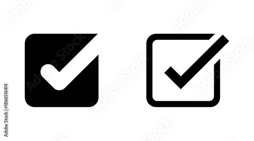 Tick and verified account badge icon. Checklist sign. Checkmark symbol