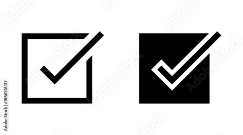 Tick and verified account badge icon. Checklist sign. Checkmark symbol