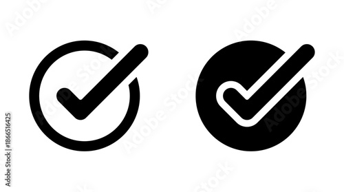 Tick and verified account badge icon. Checklist sign. Checkmark symbol