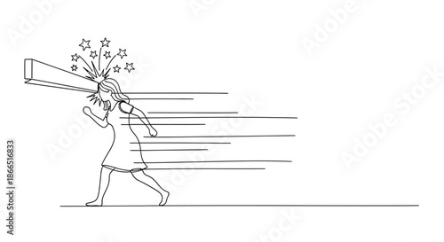 Woman Shouting Loudly Through Megaphone.