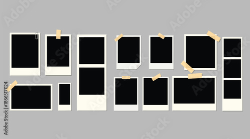 Isolated Polaroid Frame Vector Design Collection. Photo Image Templates and Flat Style Photograph Graphic Elements for Scrapbook Decoration and Picture Layouts on White Background