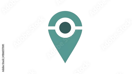 A modern teal location pin icon with a circular design on a white background