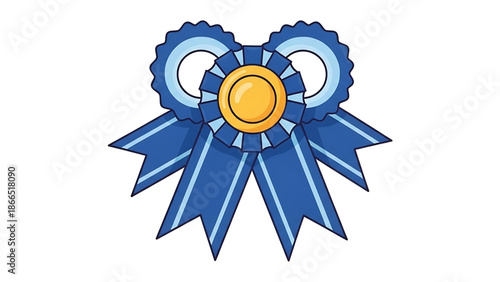 A blue and gold ribbon icon on a white background, symbolizing achievement and excellence