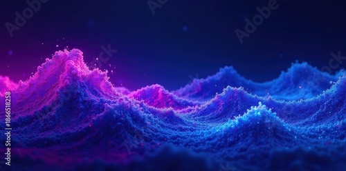 Vibrant purple & blue wave, dark background Abstract digital art , nebula, swirl