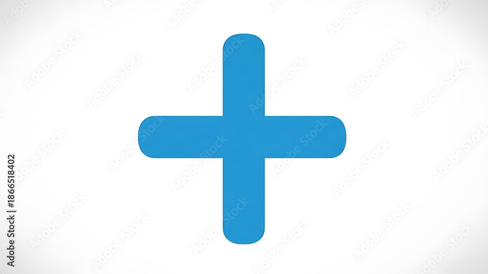 Obraz premium A blue plus sign icon on a white background, representing addition and positivity